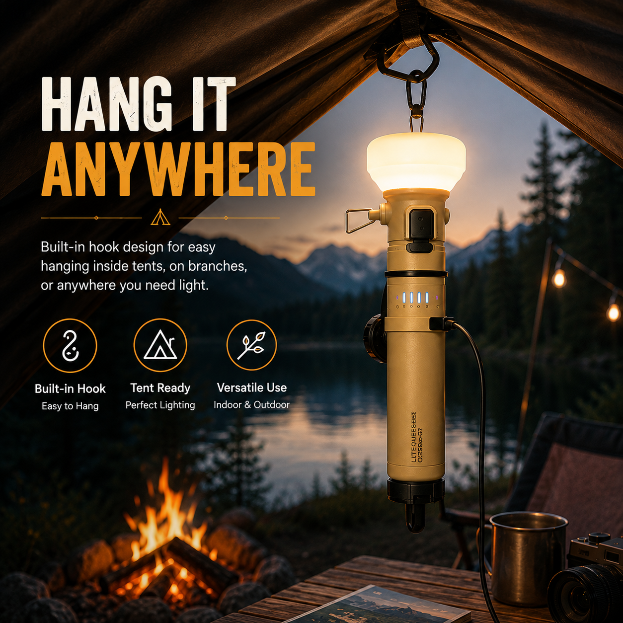 LITEGUEST 2-in-1 Camping Lantern &amp; 5000mAh Power Bank