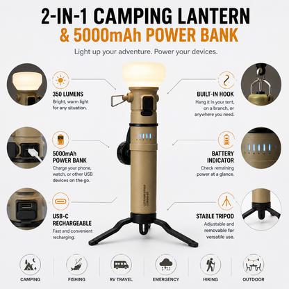 LITEGUEST 2-in-1 Camping Lantern &amp; 5000mAh Power Bank