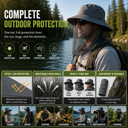 LITEGUEST Mosquito-Proof Fishing Hat – UPF50+ Sun &amp; Bug Protection Hat