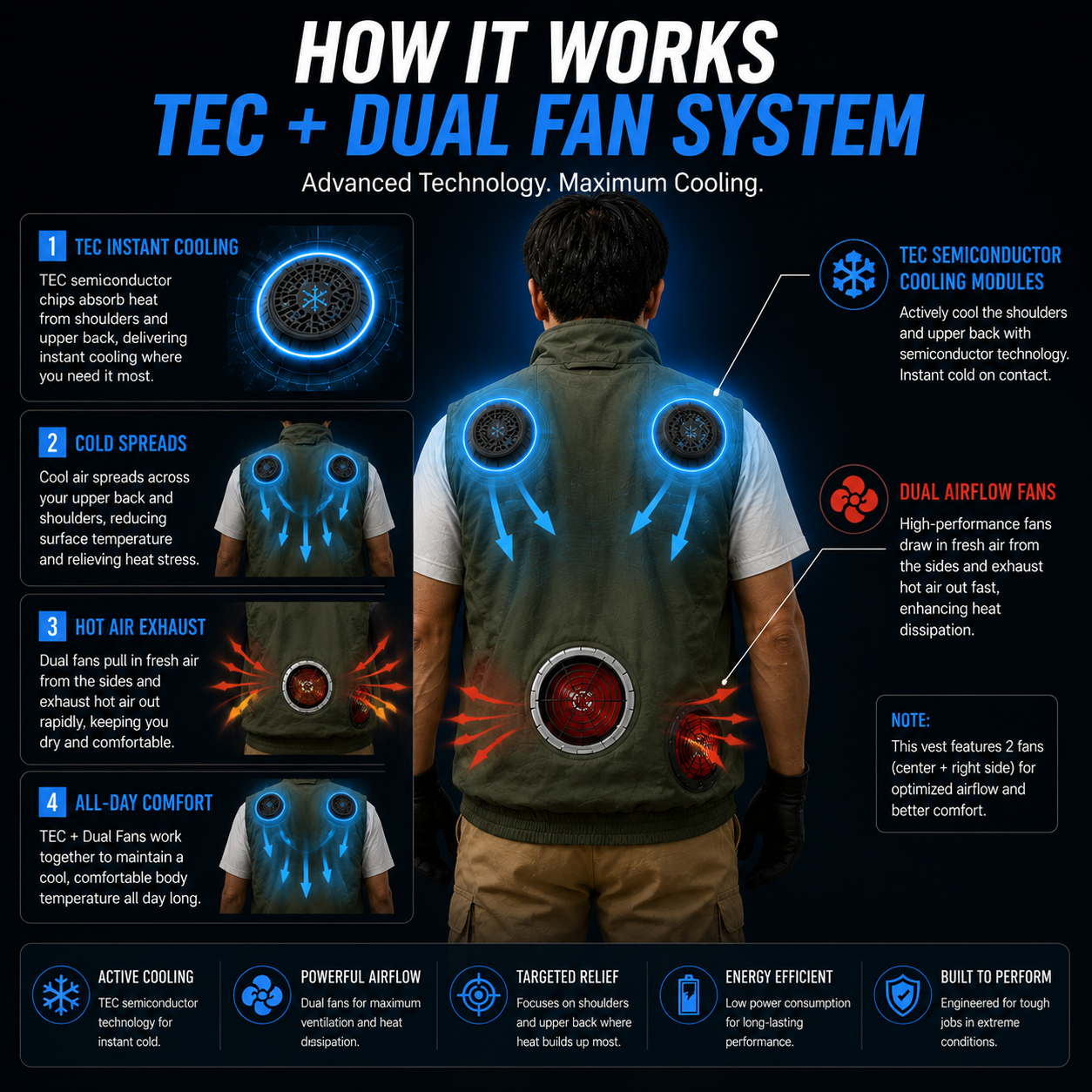 LITEGUEST TEC Cooling Vest | Advanced Active Cooling with Dual Fans