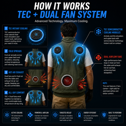 LITEGUEST TEC Cooling Vest | Advanced Active Cooling with Dual Fans