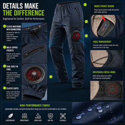 LITEGUEST Fan Cooling Pants | USB Powered Active Cooling for Outdoors