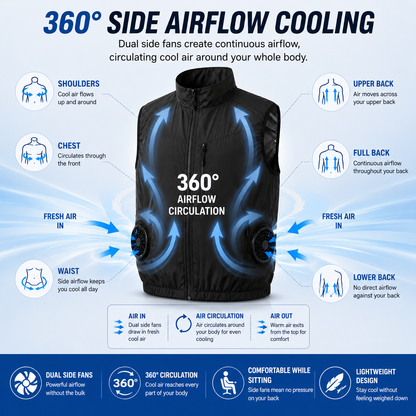 LITEGUEST Packable Side Fan Cooling Vest | Lightweight Travel Cooling
