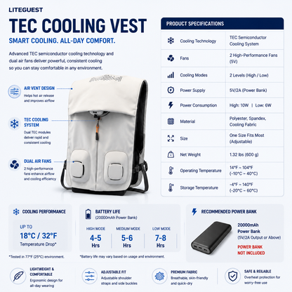 LITEGUEST TEC Air Conditioning Vest Pro | Advanced Cooling Vest