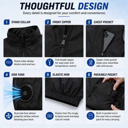 LITEGUEST Packable Side Fan Cooling Vest | Lightweight Travel Cooling