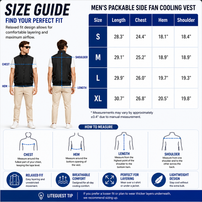 LITEGUEST Packable Side Fan Cooling Vest | Lightweight Travel Cooling
