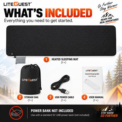 LITEGUEST 7-Zone USB Heated Sleeping Mat | Camping Sleeping Pad