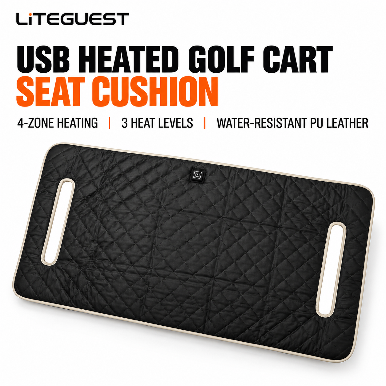 LITEGUEST Heated Golf Cart Seat Cushion | USB Heated Golf Seat Pad