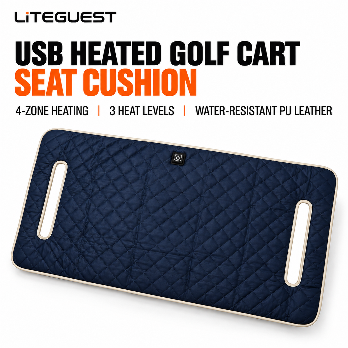 LITEGUEST Heated Golf Cart Seat Cushion | USB Heated Golf Seat Pad