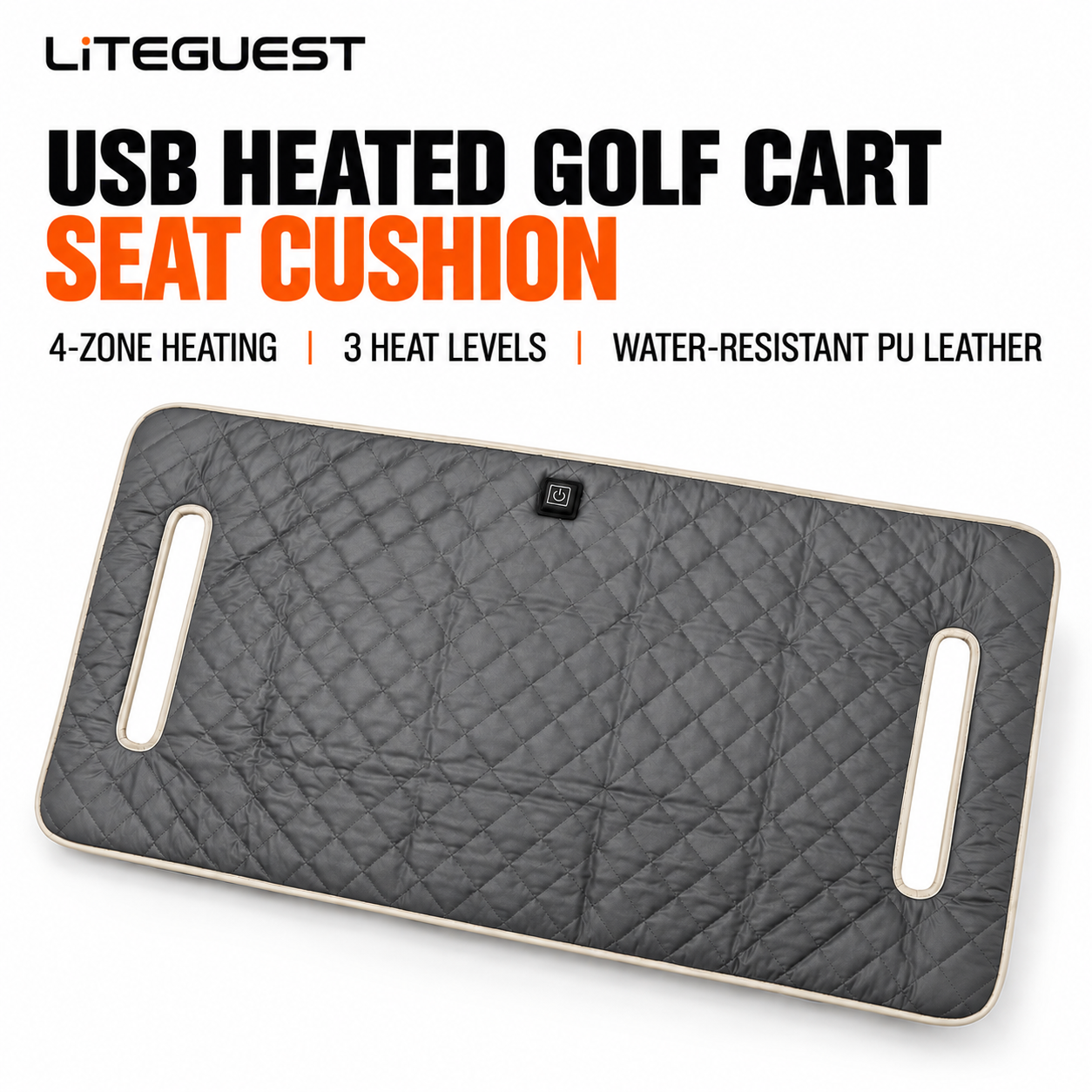 LITEGUEST Heated Golf Cart Seat Cushion | USB Heated Golf Seat Pad