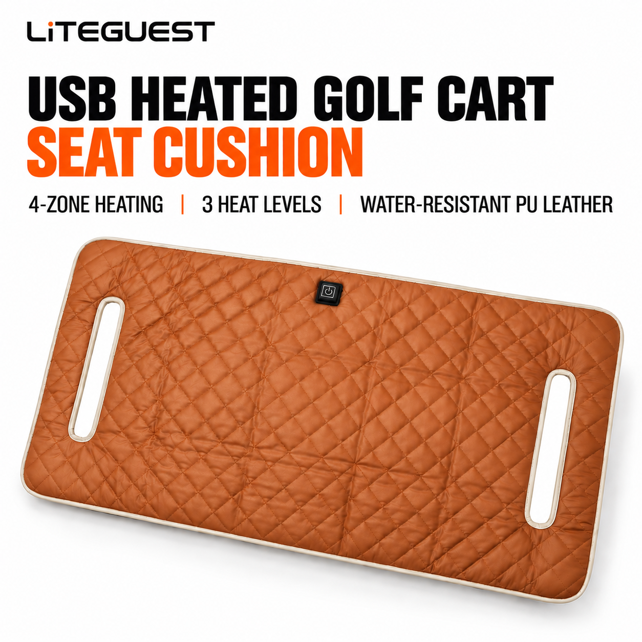 LITEGUEST Heated Golf Cart Seat Cushion | USB Heated Golf Seat Pad