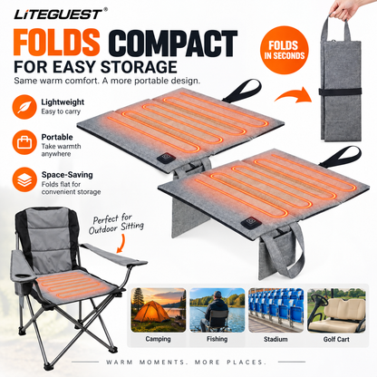 LITEGUEST Foldable Heated Seat Cushion | USB Waterproof Seat Pad