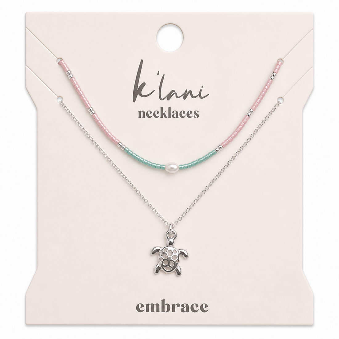 "Embrace" Silver Sea Turtle Necklace Set