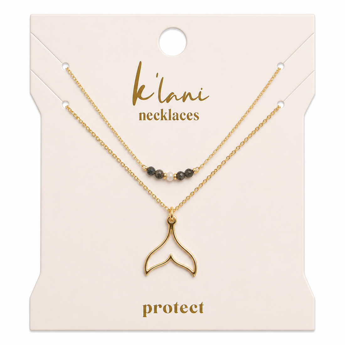 "Protect" Gold Whale Tail Necklace Set