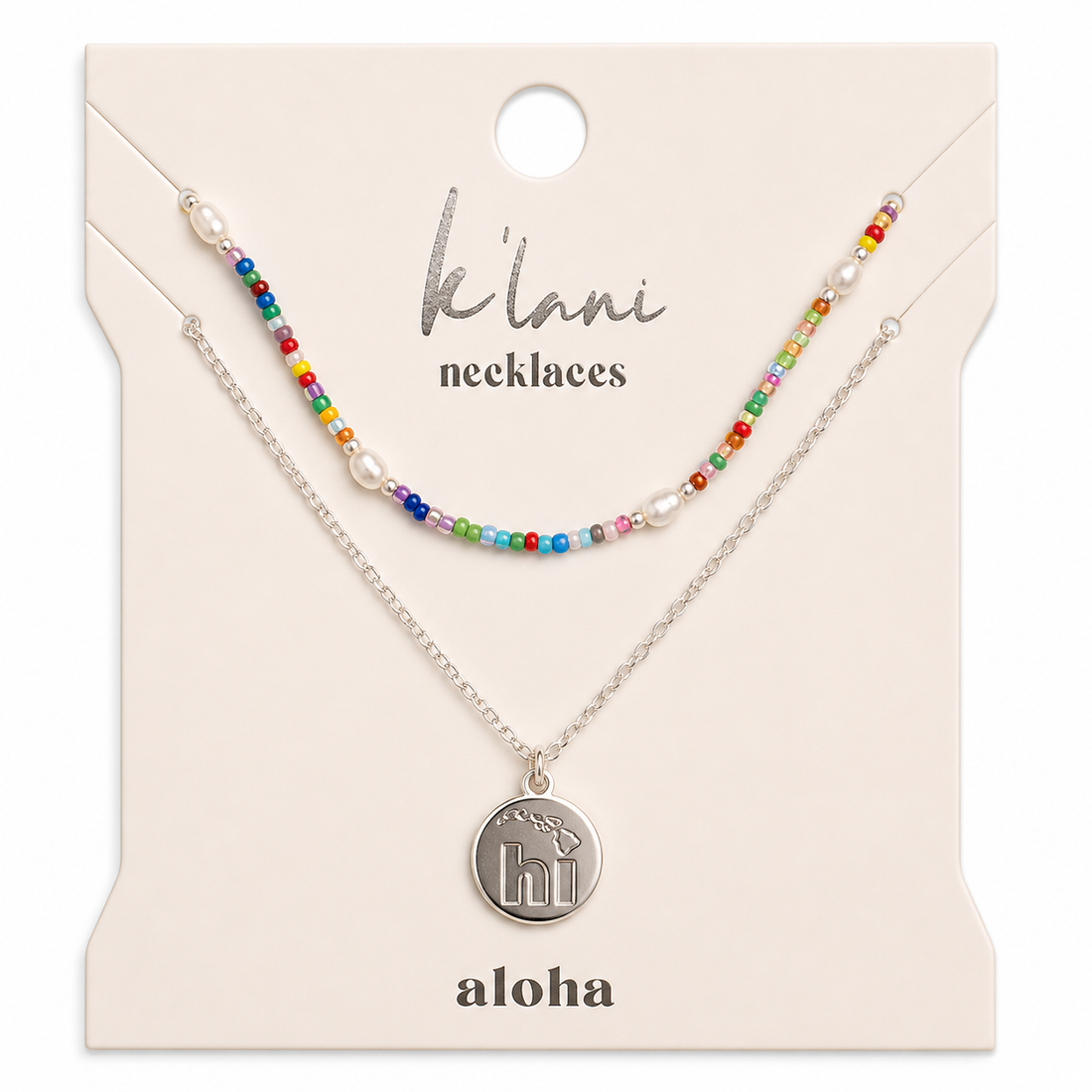 "Aloha" Silver Hawaii Necklace Set