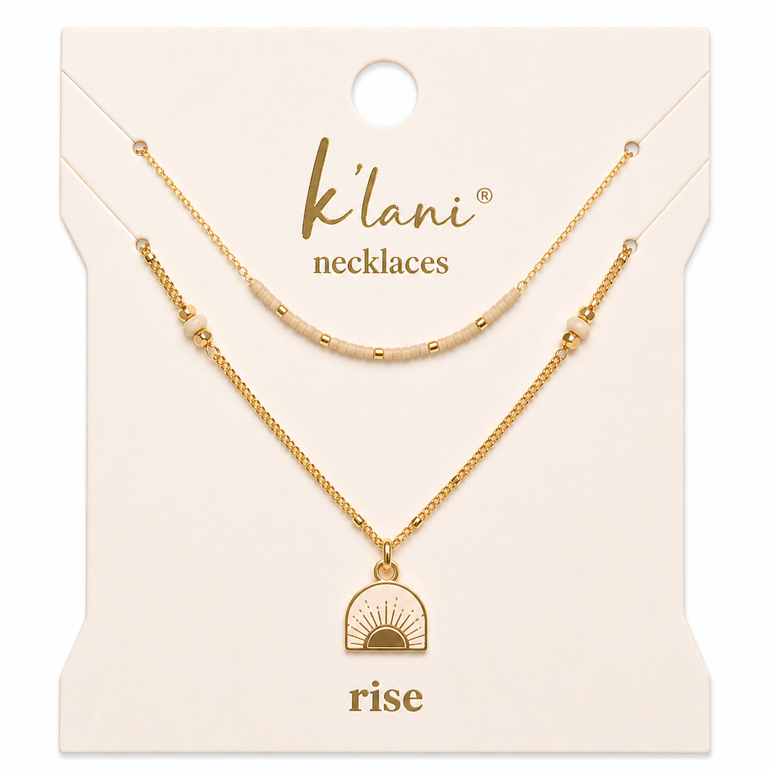 "Rise" Gold &amp; Cream Sunrise Necklace Set
