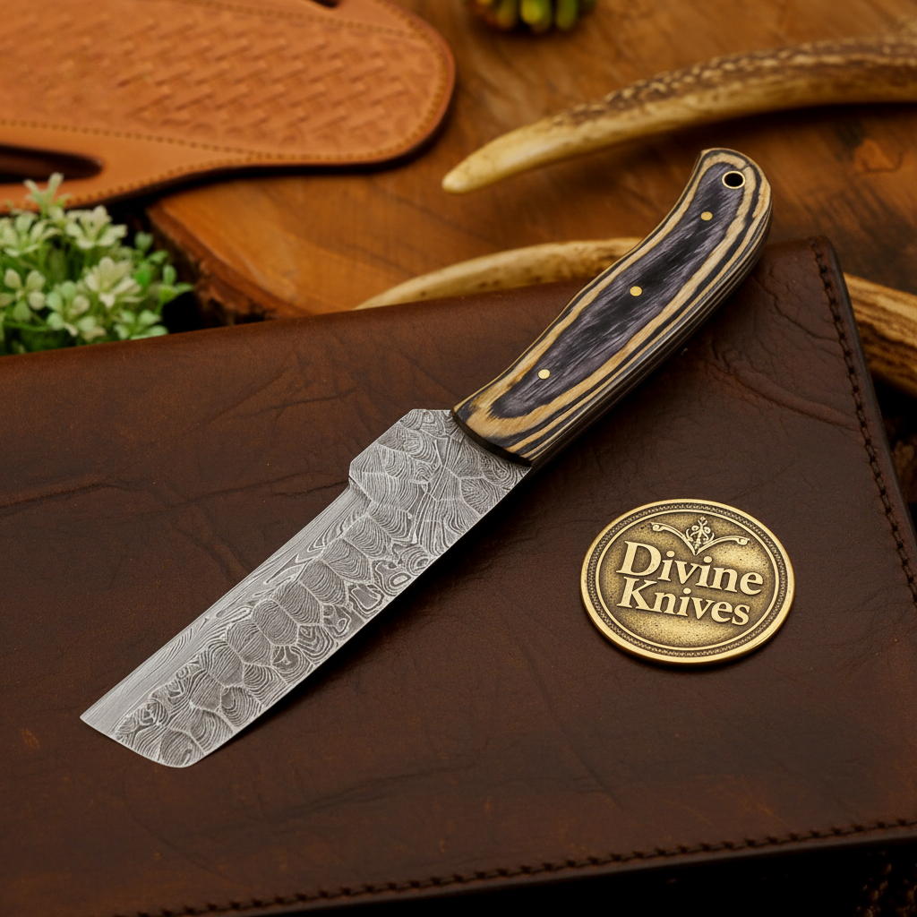 Dual-Tone Pakkawood Bone Bull Cutter with Stacked Handle Design