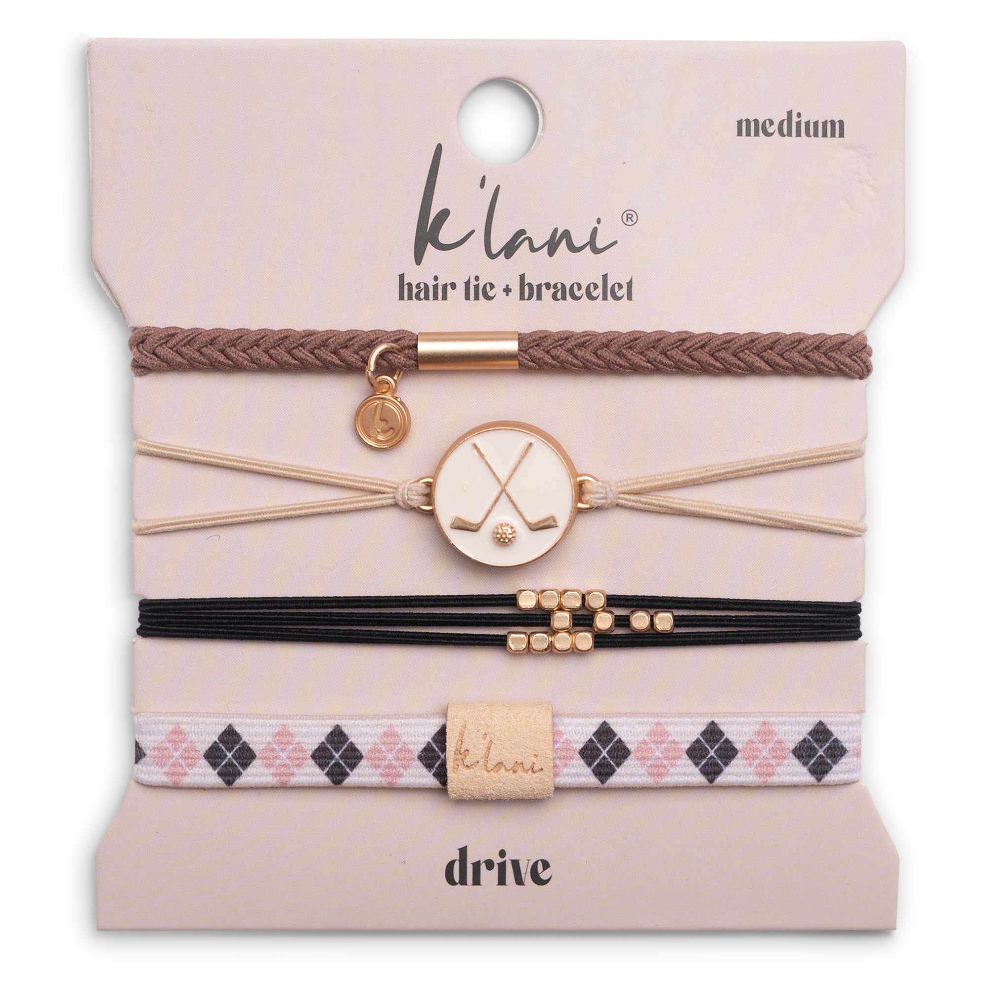 "Drive" Black &amp; Cream Hair Tie Bracelets with Removable Ball Marker