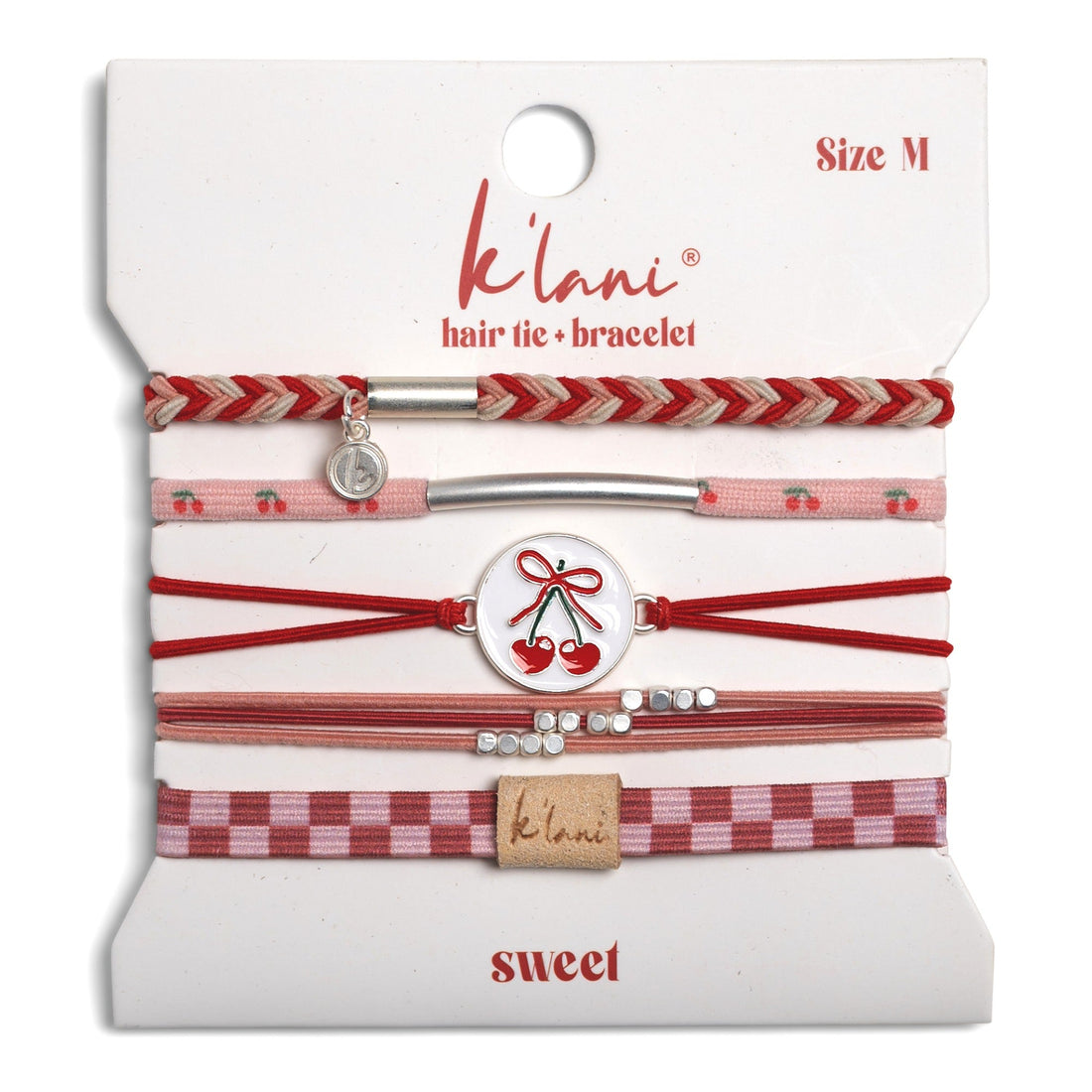 "Sweet" Pink Cherry Hair Tie Bracelets
