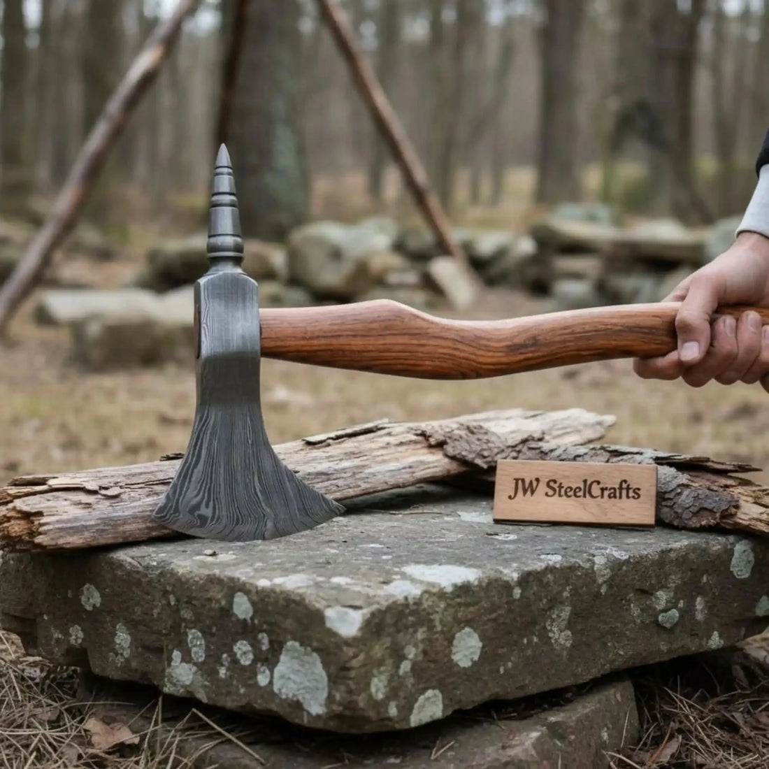 Custom Handmade Damascus Steel Tomahawk Hatchet