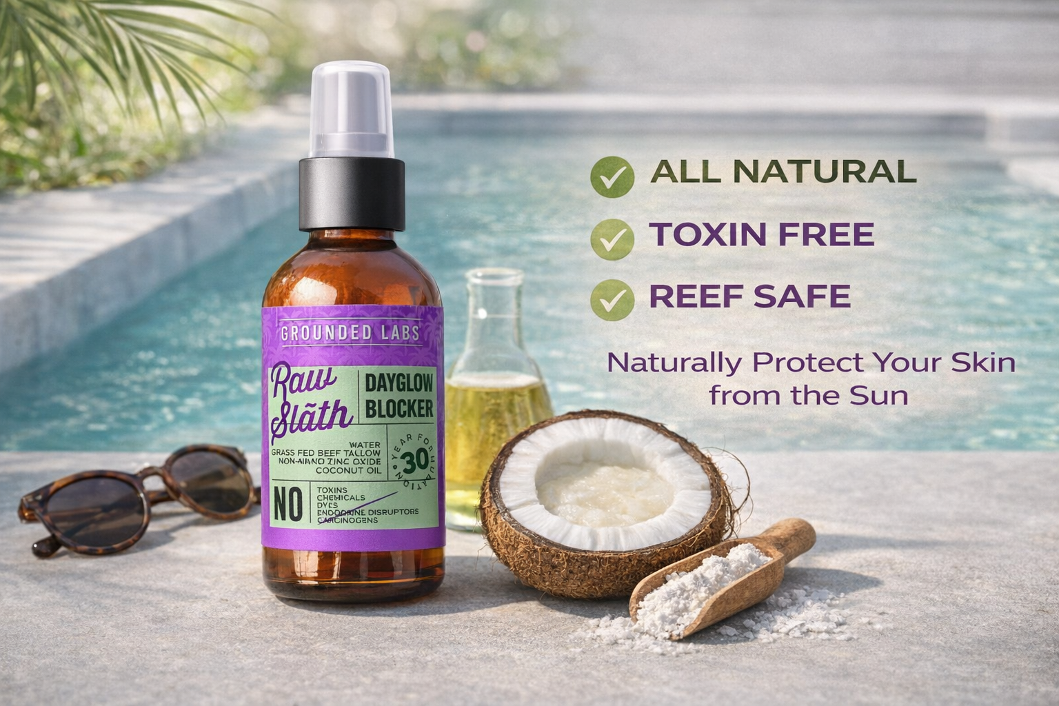 Grounded Labs Natural Beef Tallow Zinc Sunblock