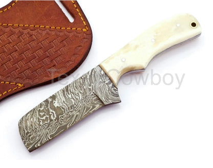 White Bone Handle Cowboy Bull Cutter Knife for Trail and Everyday Use