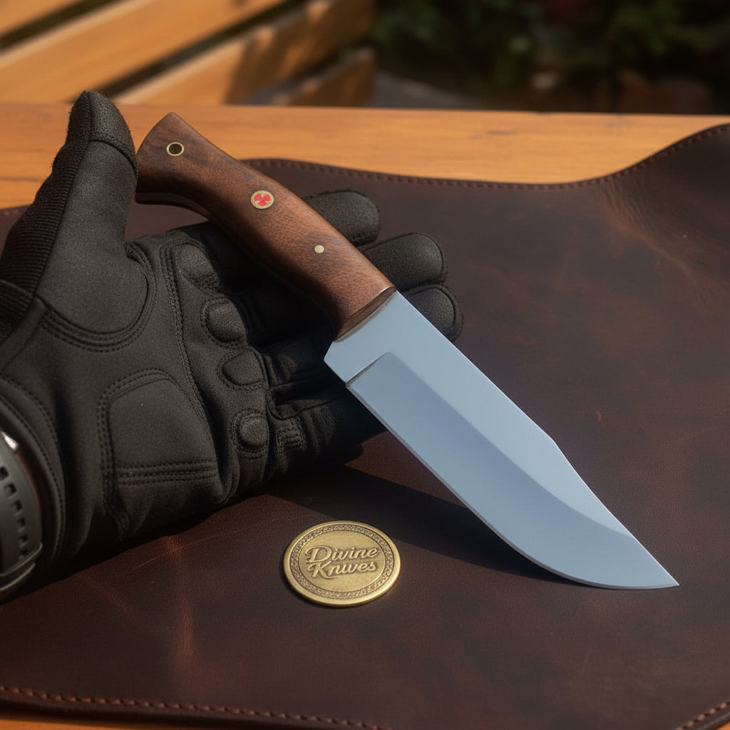 Clip Point Rosewood Hunting Knife with D2 Steel Blade