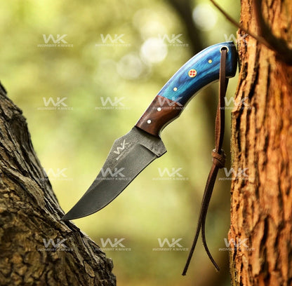 Blue &amp; Rosewood Handle Cowboy Belt Knife for Ranch Work and Collecting