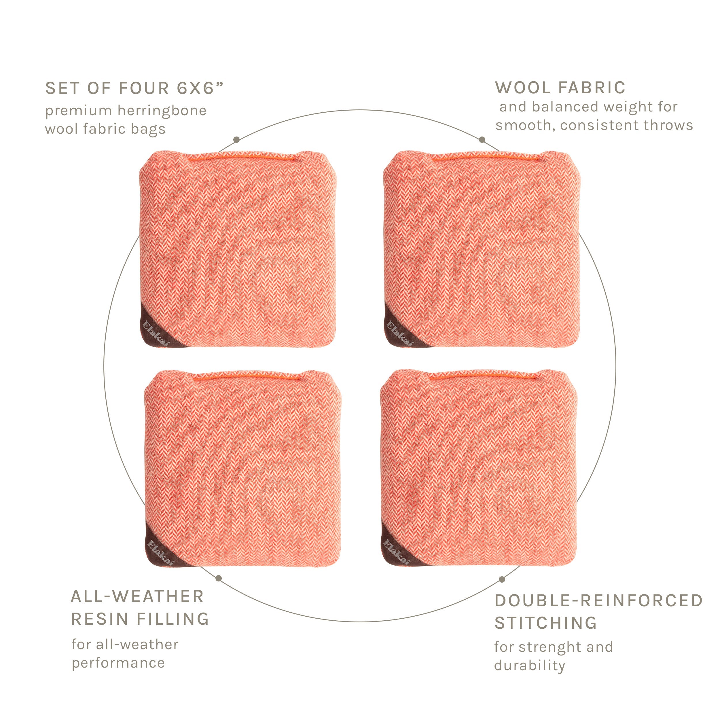 6-in Herringbone Cornhole Bags | Premium All-Weather Collection