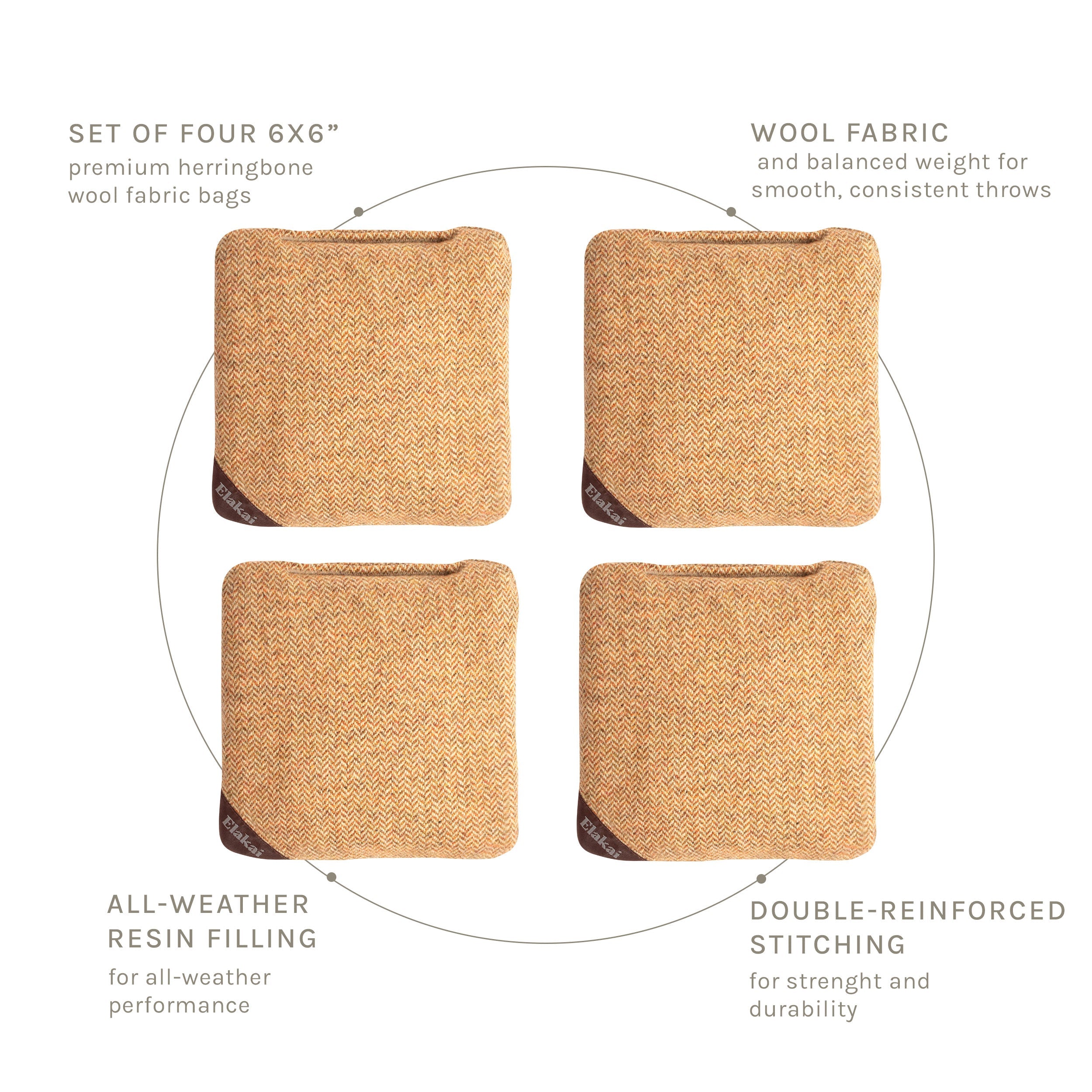 6-in Herringbone Cornhole Bags | Premium All-Weather Collection