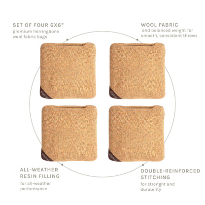 6-in Herringbone Cornhole Bags | Premium All-Weather Collection