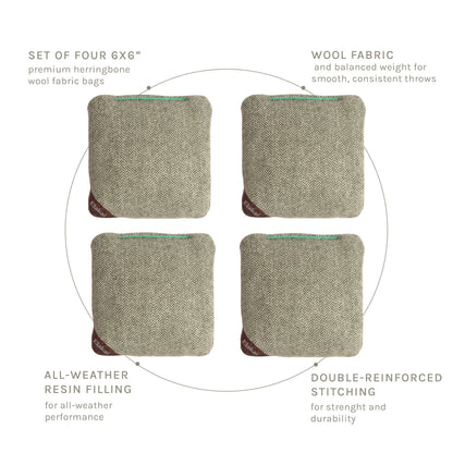 6-in Herringbone Cornhole Bags | Premium All-Weather Collection