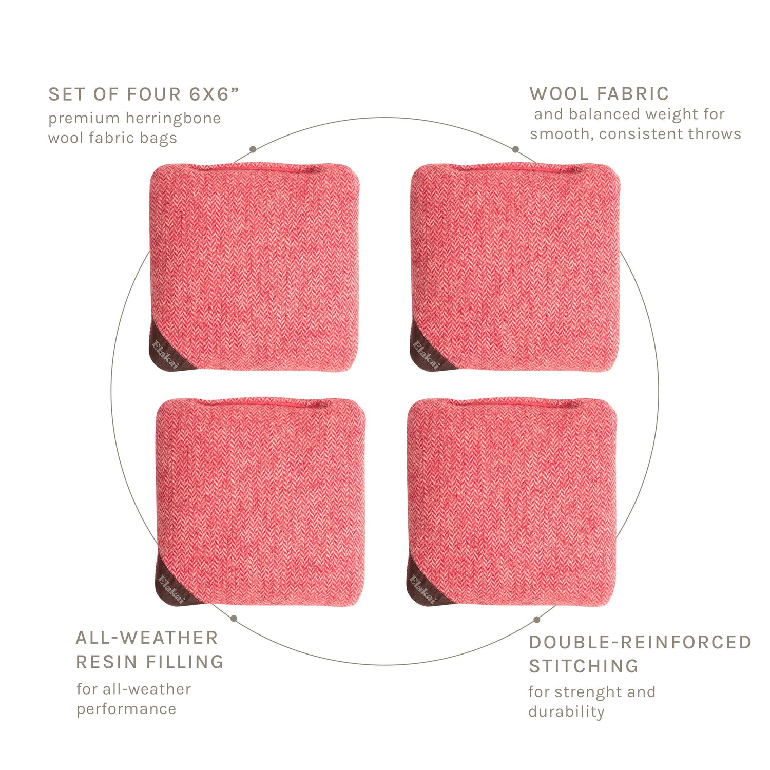 6-in Herringbone Cornhole Bags | Premium All-Weather Collection
