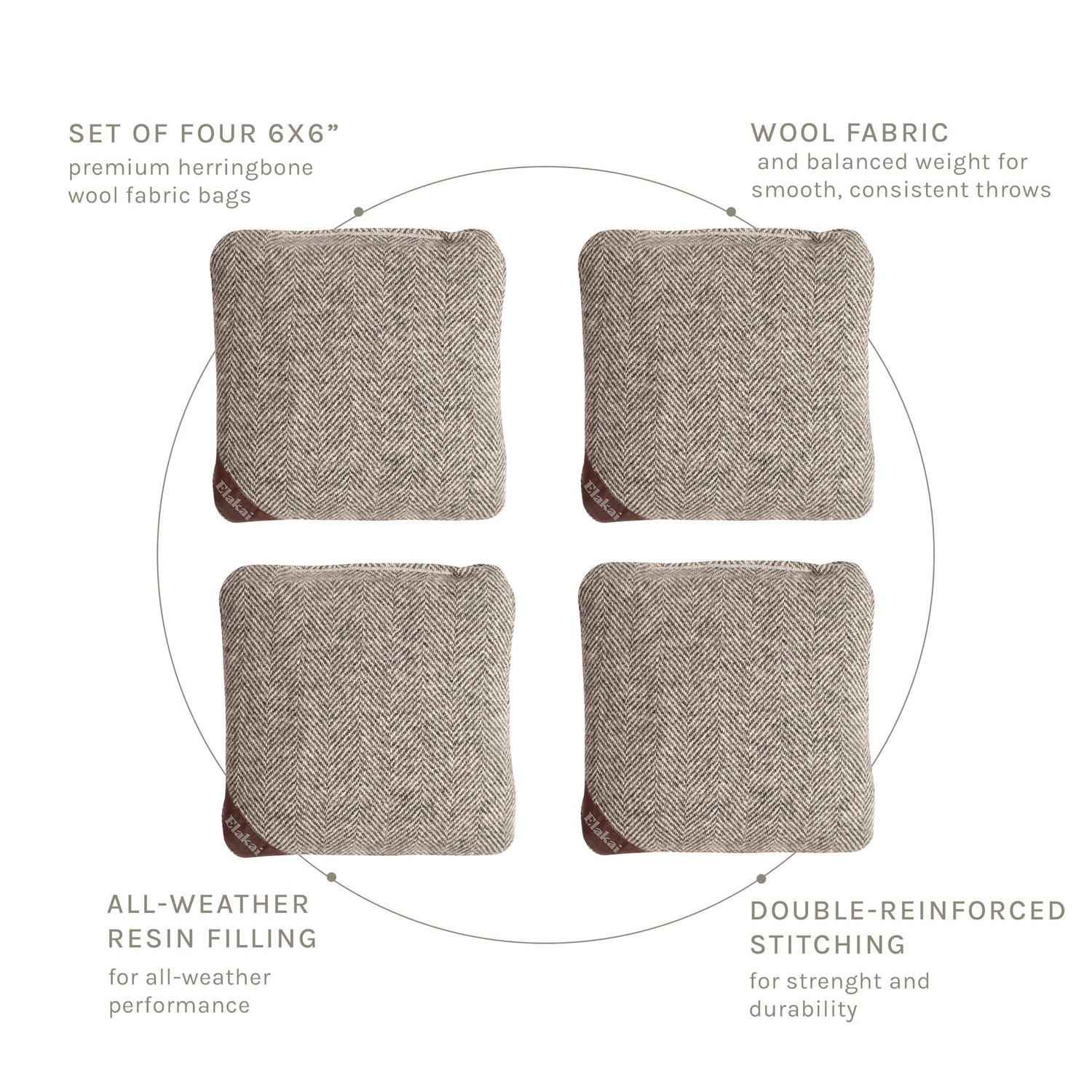 6-in Herringbone Cornhole Bags | Premium All-Weather Collection