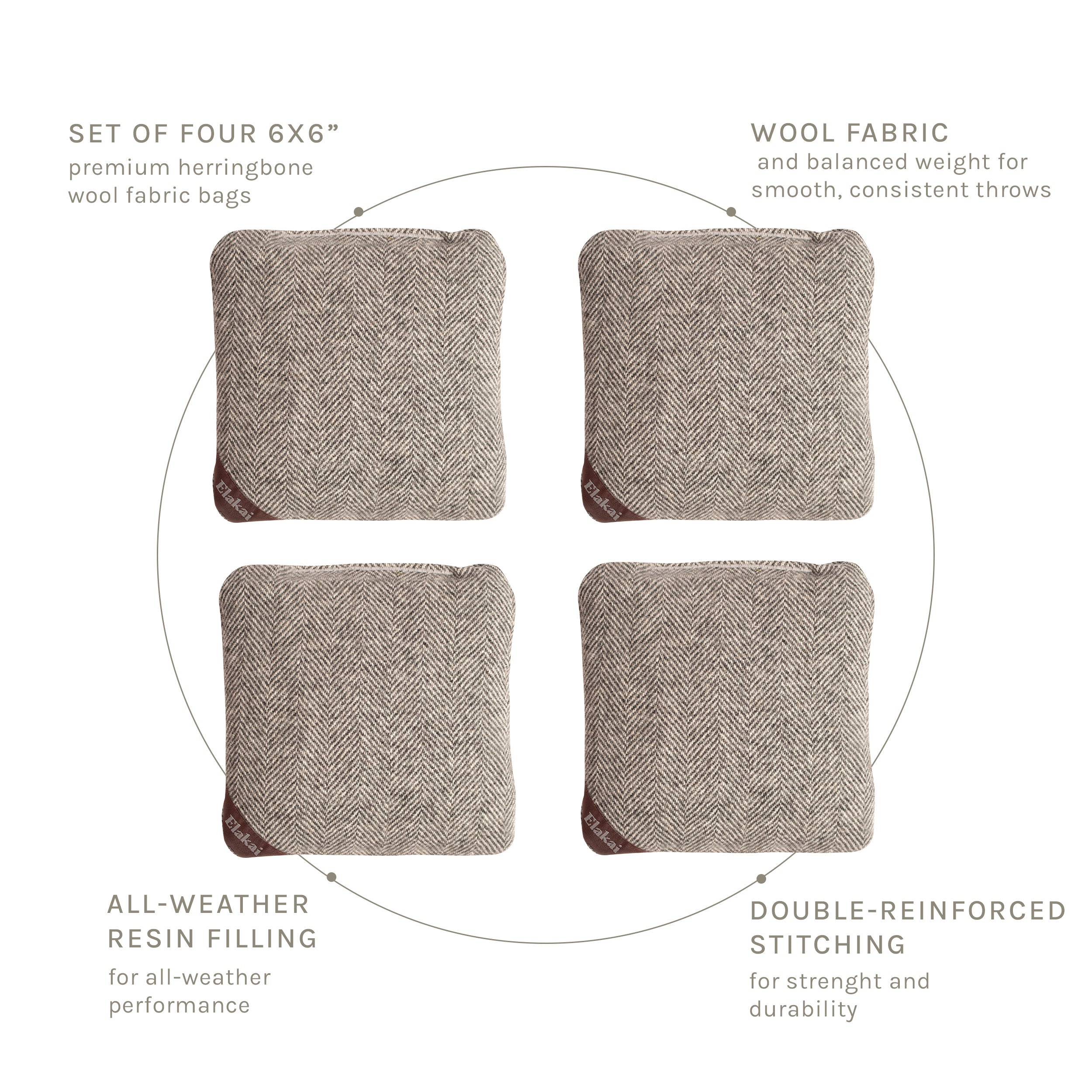 6-in Herringbone Cornhole Bags | Premium All-Weather Collection