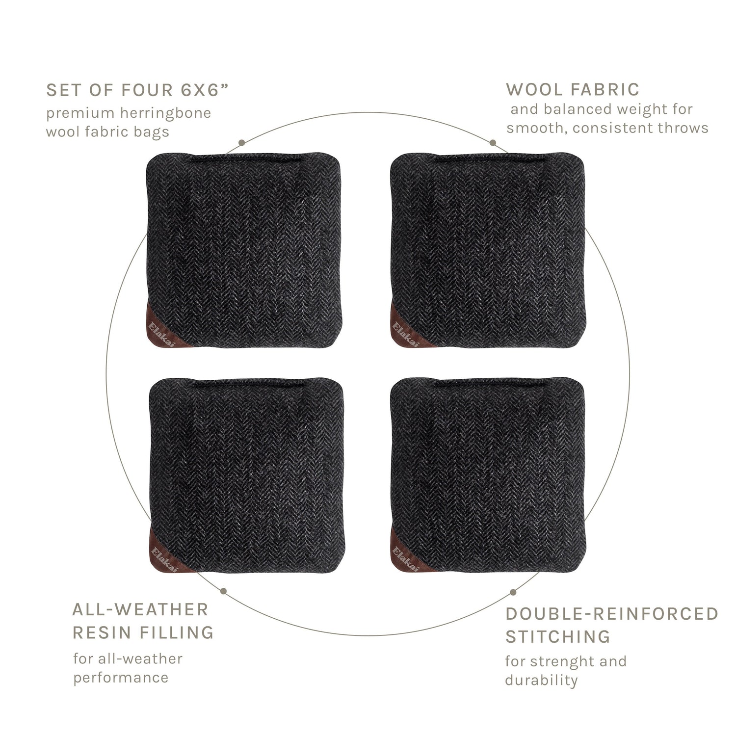 6-in Herringbone Cornhole Bags | Premium All-Weather Collection