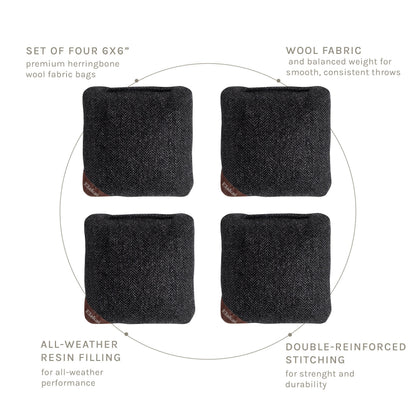 6-in Herringbone Cornhole Bags | Premium All-Weather Collection