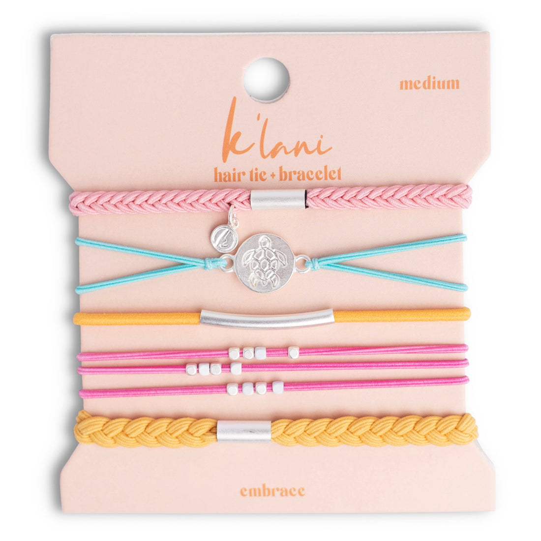 "Embrace" Bright Pastels with Silver Sea Turtle Charm Hair Tie Bracelets