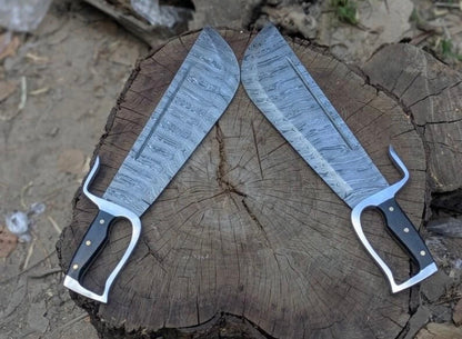 Wing Chun Butterfly Swords with Wood Grain Damascus Blades