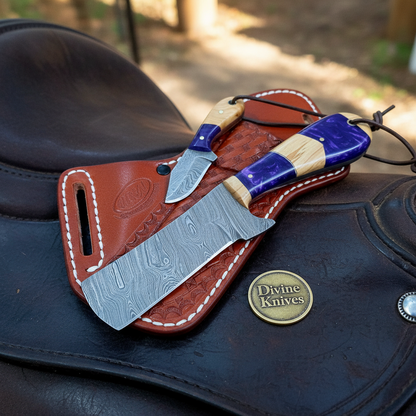 Purple Resin Bull Cutter Knife Set for Ranch Work and Collecting