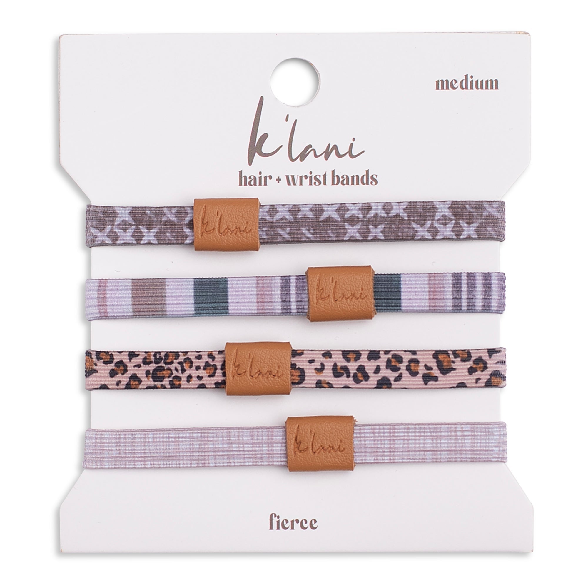 "Fierce" Earthy Tone Animal Print Hair + Wrist Band