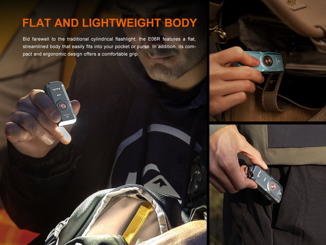 Fenix E06R Keychain Light with White, UV, and Red Laser Lights