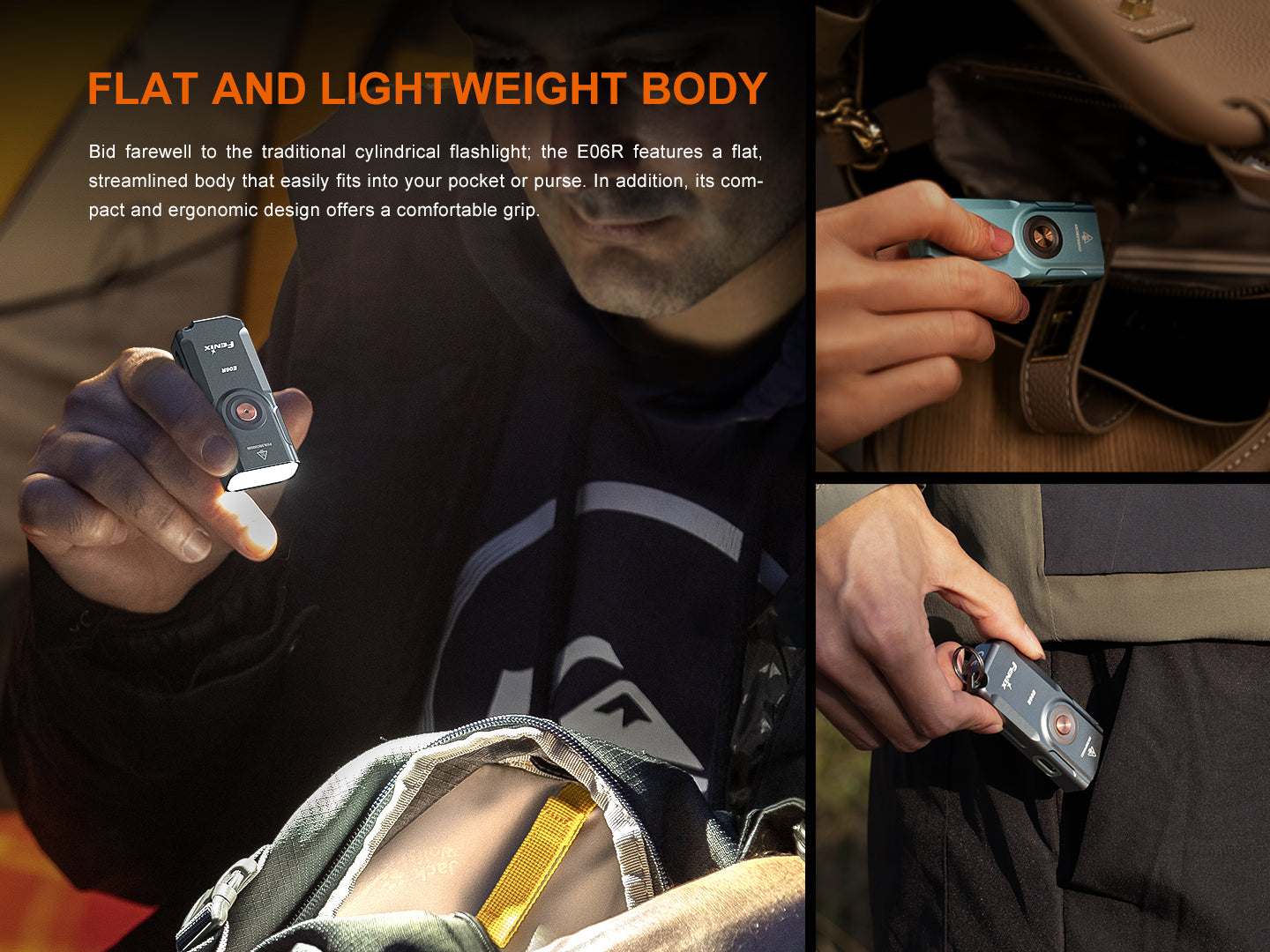 Fenix E06R Keychain Light with White, UV, and Red Laser Lights