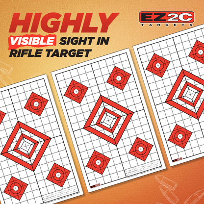 25 EZ2C Targets Style 28: Five Diamonds. Pad of 25 Paper Shooting Targets 11”x17” USA MADE