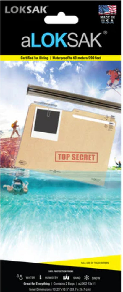 LOKSAK Element Proof Bag 13" x 11" waterproof, dust proof, ruggedized &amp; tactical