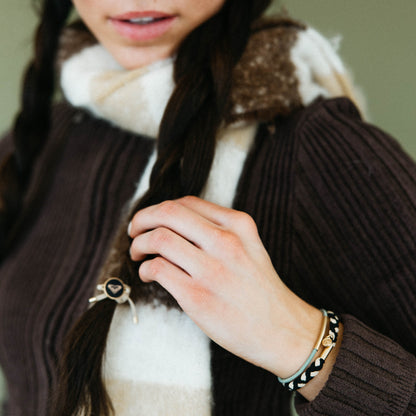 "Roxy Coastal Drift" Black &amp; Neutral Beachy Vibe Hair Tie Bracelets