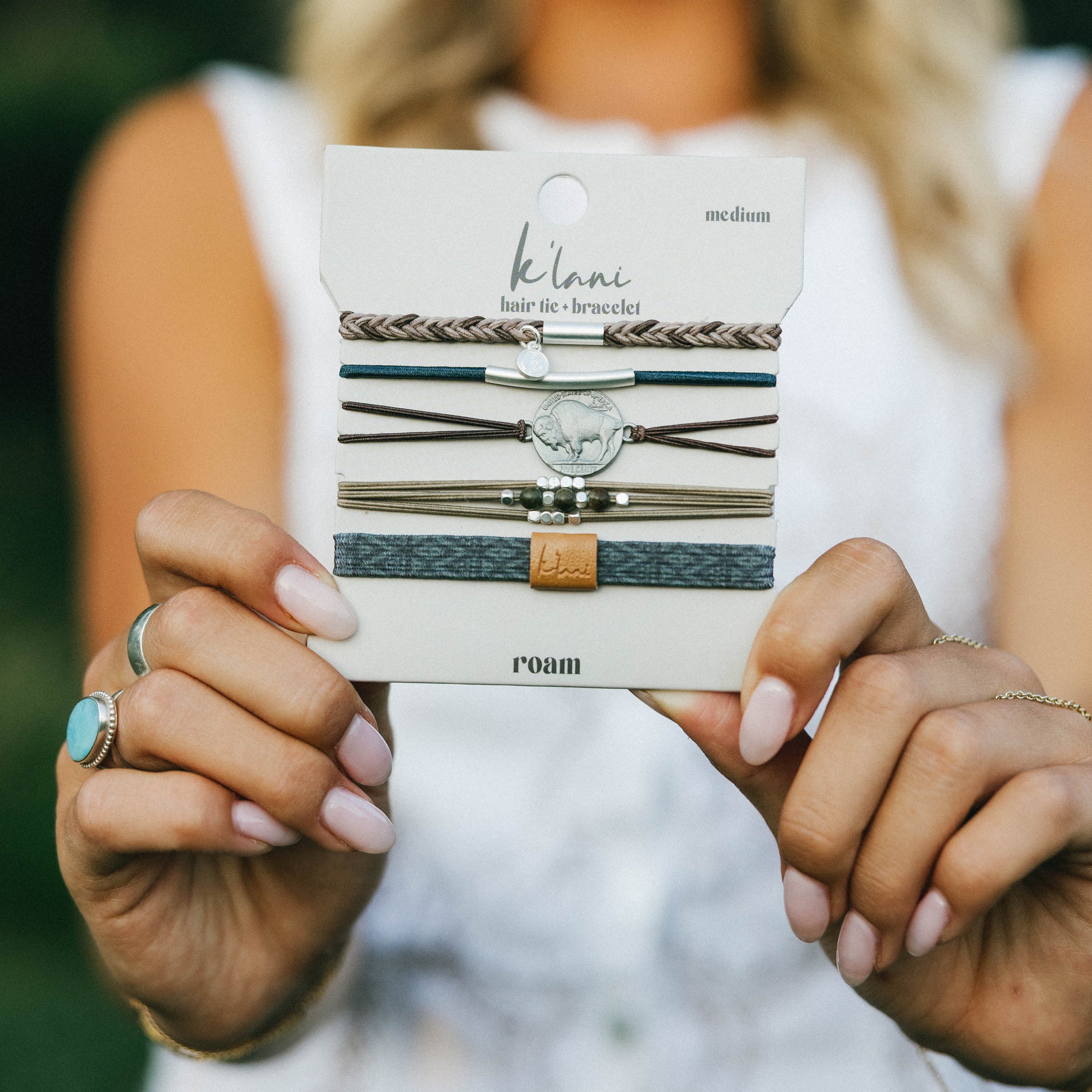 "Roam" Buffalo Charm Hair Tie Bracelets