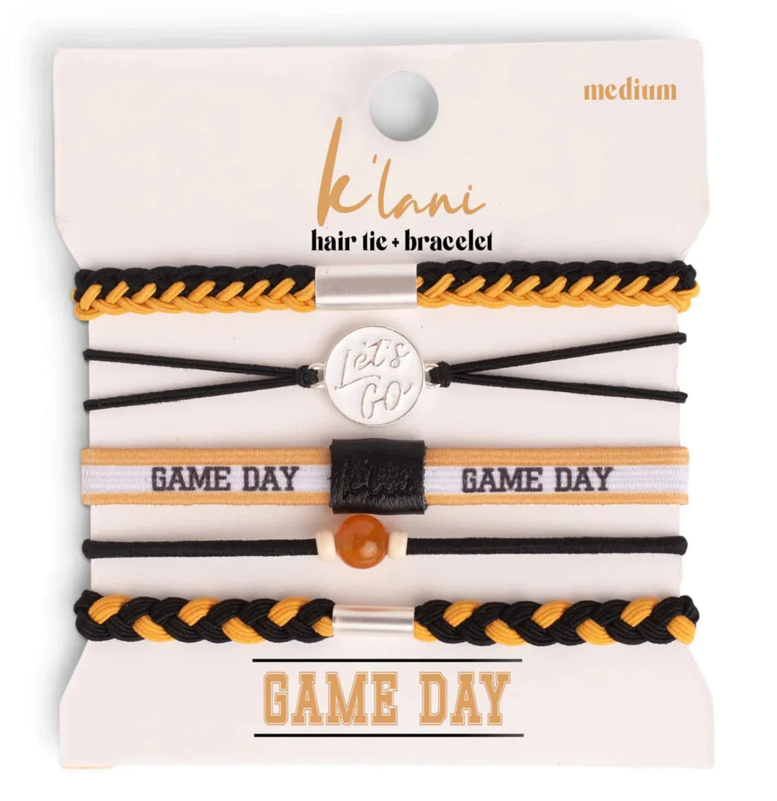 Game Day Black Gold - Hair Tie Bracelet