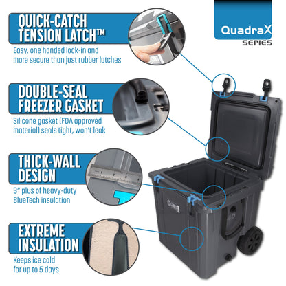 46 Quart Rotomolded Cooler With Wheels - QuadraX