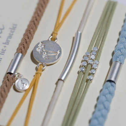 "Grow" Earthy Toned Silver Palm Tree Charm Hair Tie Bracelets